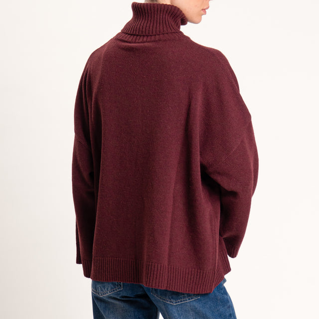 Kontatto-Maglia collo alto misto cashmere - Bordeaux