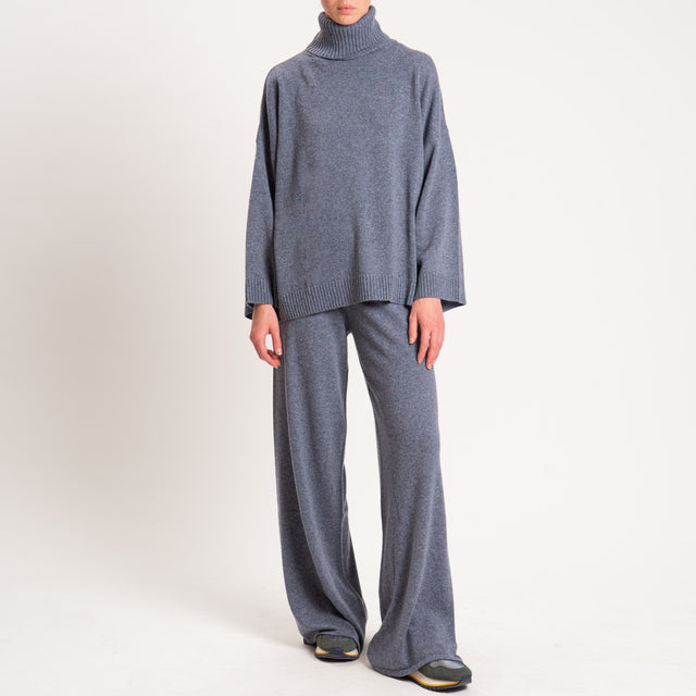 Kontatto-Maglia collo alto misto cashmere - grigio medio