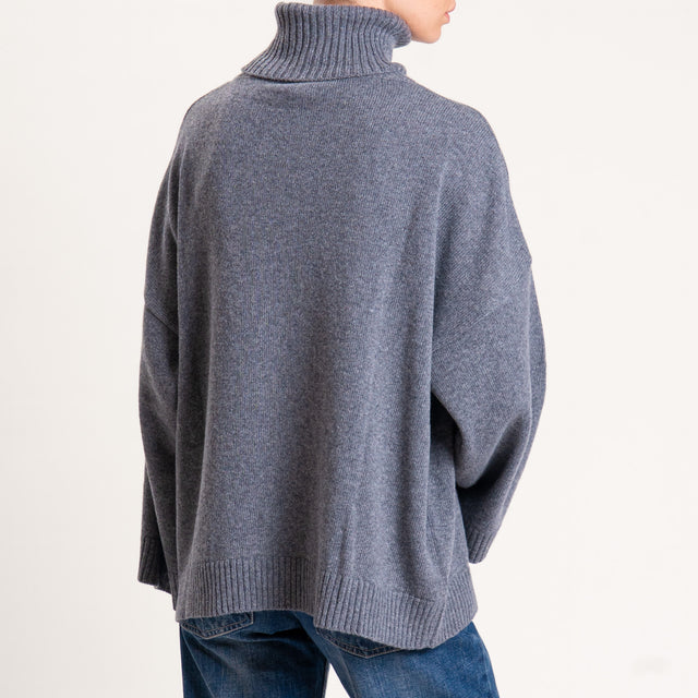 Kontatto-Maglia collo alto misto cashmere - grigio medio