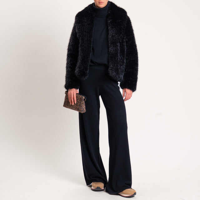 Kontatto-Maglia collo alto misto cashmere - nero