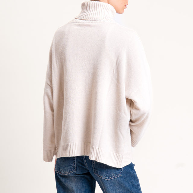 Kontatto-Maglia collo alto misto cashmere - avorio