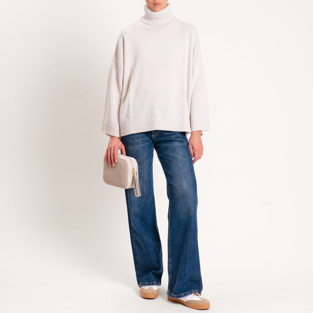 Kontatto-Maglia collo alto misto cashmere - avorio
