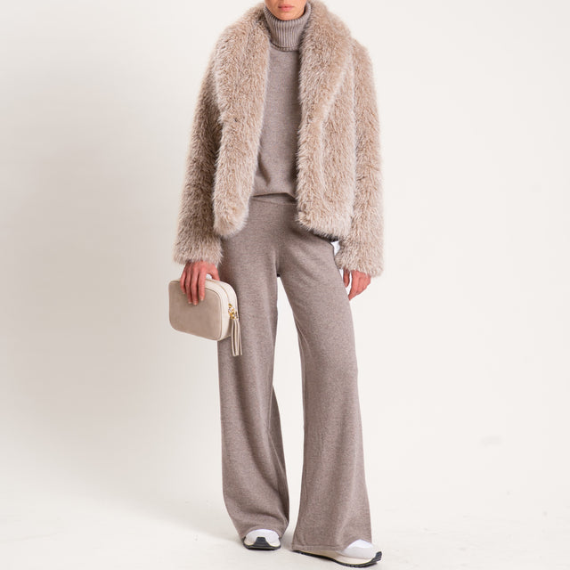 Kontatto-Maglia collo alto misto cashmere - tortora