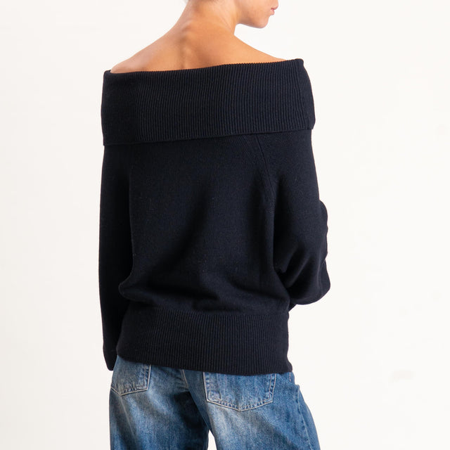 Kontatto-Maglia collo shiffer misto cashmere - nero