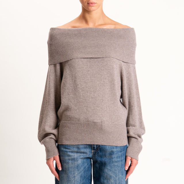 Kontatto-Maglia collo shiffer misto cashmere - tortora