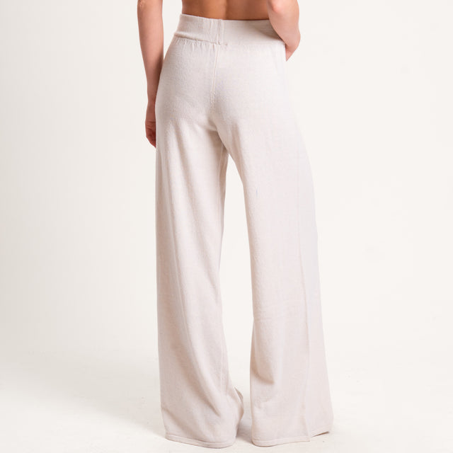 Kontatto-Pantalone in maglia misto cashmere - avorio