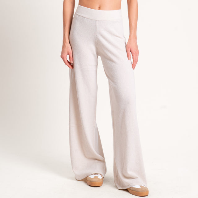 Kontatto-Pantalone in maglia misto cashmere - avorio