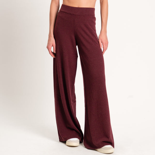Kontatto-Pantalone in maglia misto cashmere - Bordeaux