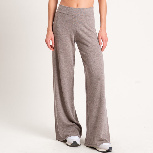 Kontatto-Pantalone in maglia misto cashmere - tortora