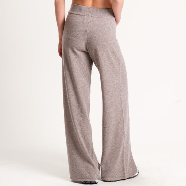 Kontatto-Pantalone in maglia misto cashmere - tortora