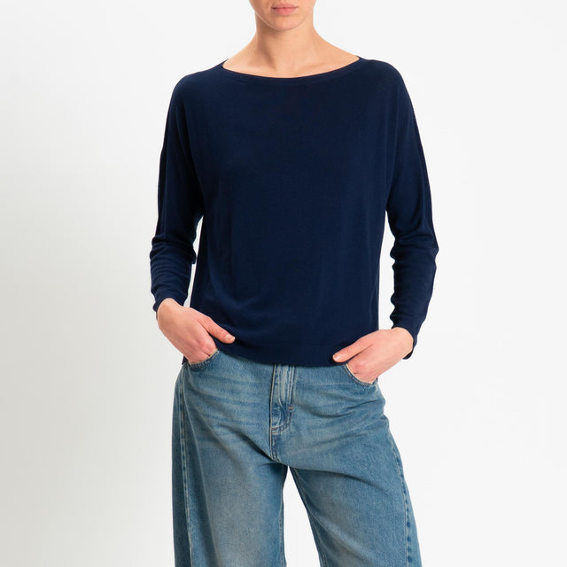 Kontatto- Maglia scatola spacchi laterali - Blu