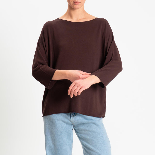 Kontatto- Maglia scatola manica 3/4 - cioccolato