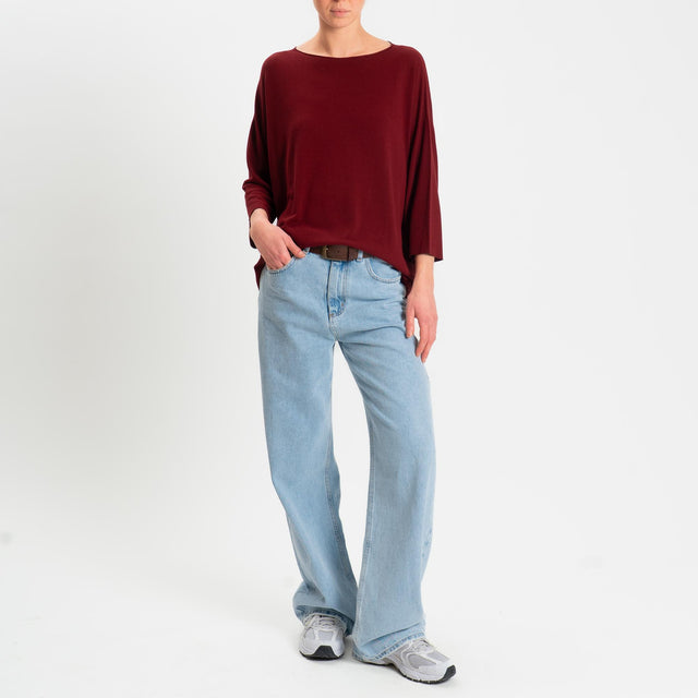 Kontatto- Maglia scatola manica 3/4 - vino