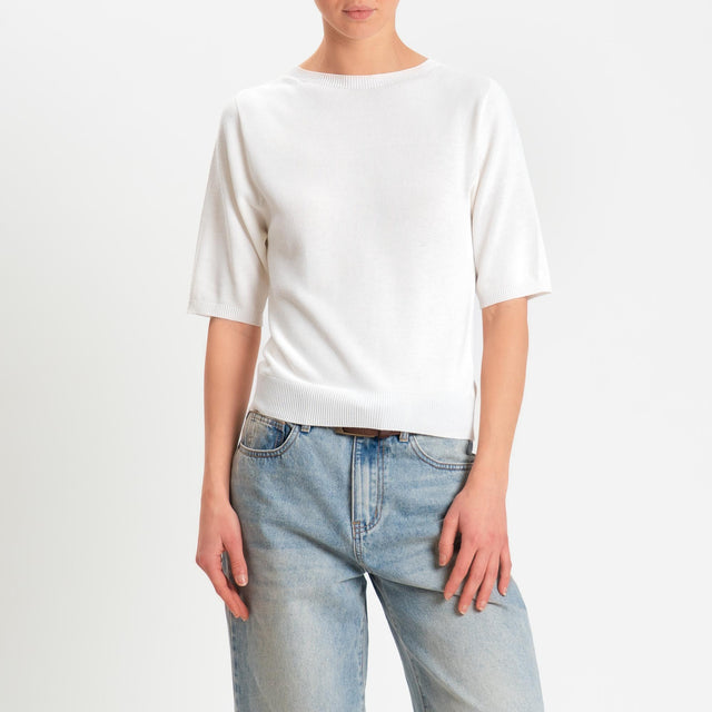 Kontatto- Maglia girocollo manica 3/4 - off white
