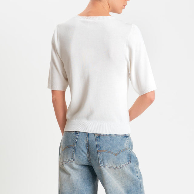 Kontatto- Maglia girocollo manica 3/4 - off white