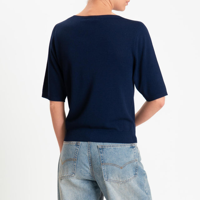 Kontatto- Maglia girocollo manica 3/4 - Blu