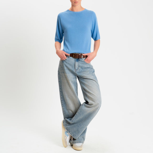 Kontatto- Maglia girocollo manica 3/4 - denim