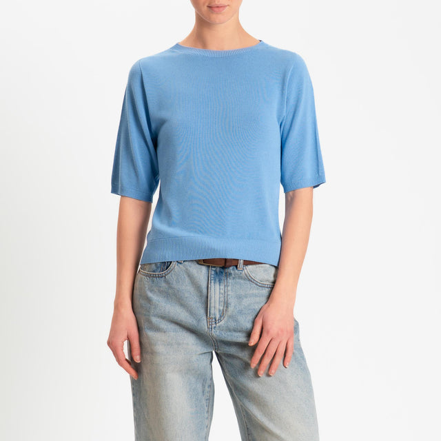 Kontatto- Maglia girocollo manica 3/4 - denim