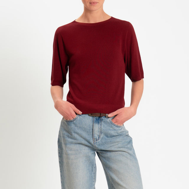 Kontatto- Maglia girocollo manica 3/4 - vino
