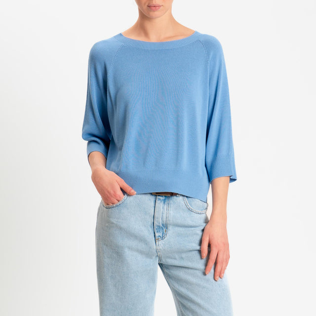 Kontatto- Maglia scatola girocollo manica 3/4 - denim