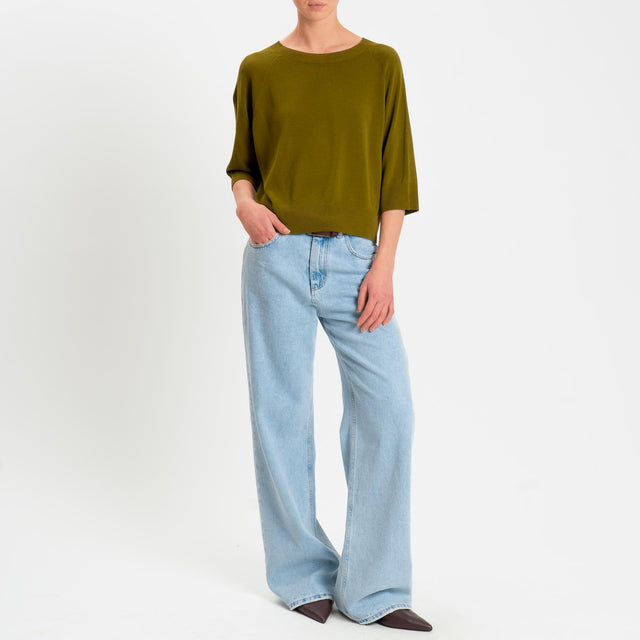 Kontatto- Maglia scatola girocollo manica 3/4 - olio