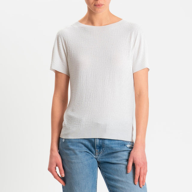 Kontatto- Maglia girocollo mezza manica piquè - off white