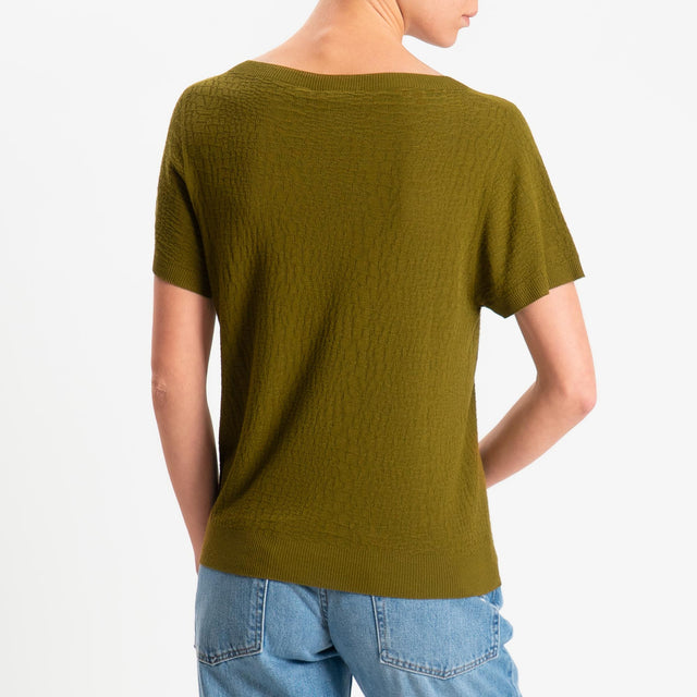 Kontatto- Maglia girocollo mezza manica piquè - olio