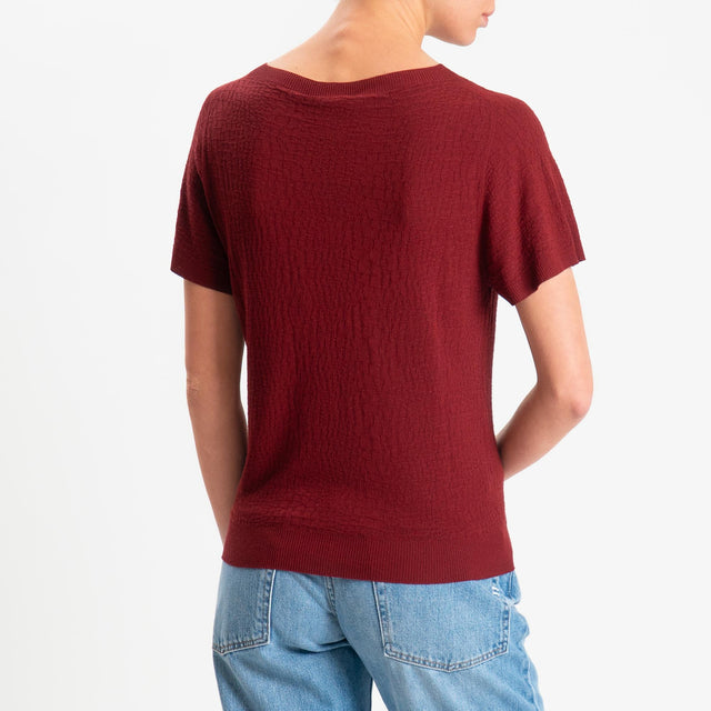 Kontatto- Maglia girocollo mezza manica piquè - vino
