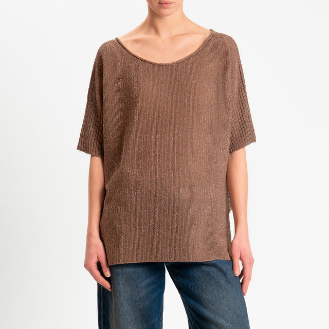 Kontatto- Maglia scollo barca mezza manica in lurex - mou