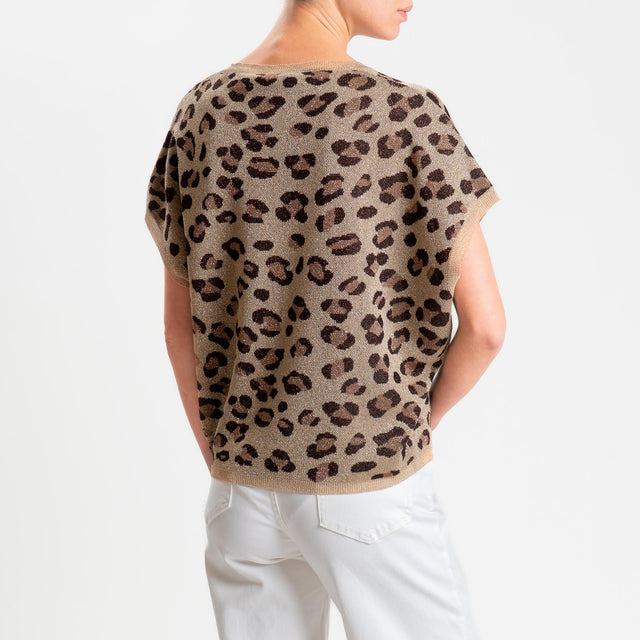Kontatto- Maglia in lurex fantasia animalier - oro/mou/moro