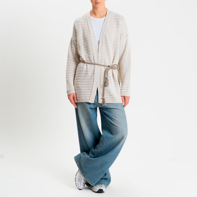 Kontatto- Cardigan con frange - off white