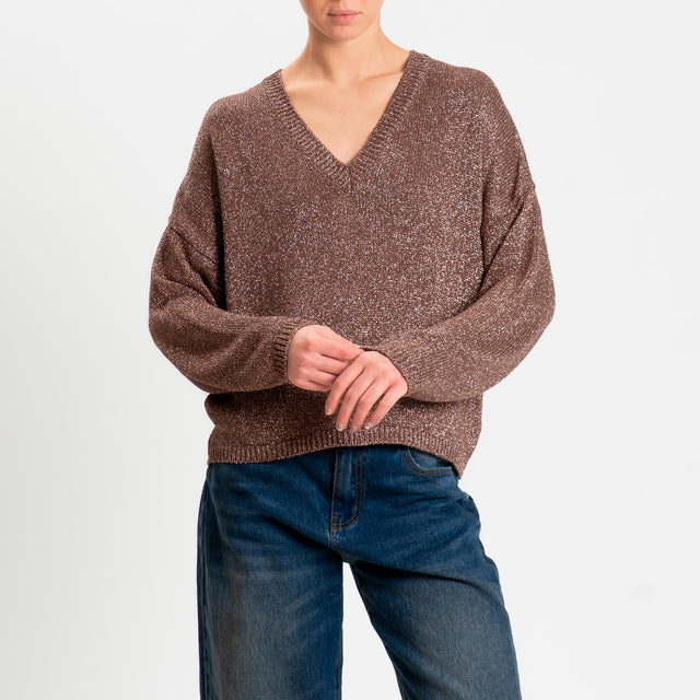 Kontatto- Maglia scollo v in lurex - mou