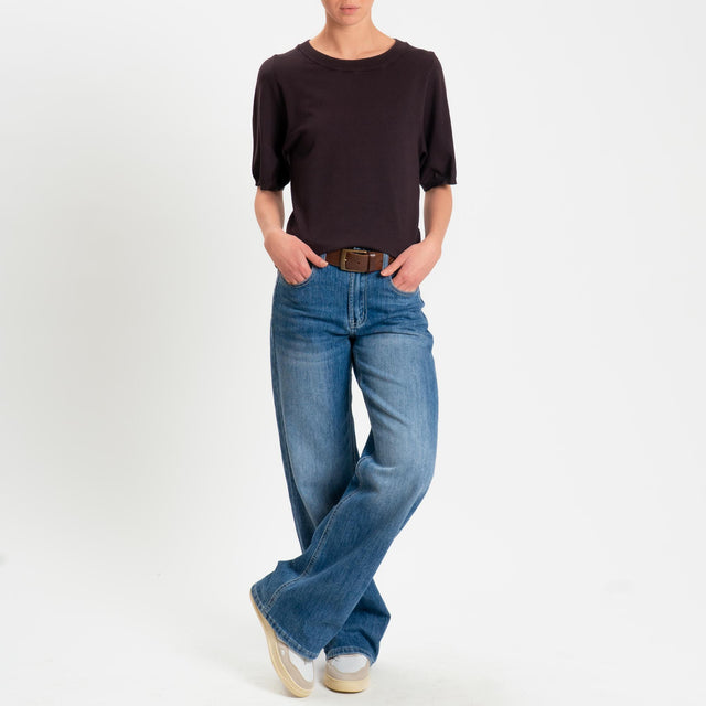 Kontatto- Maglia scatola mezza manica - cioccolato