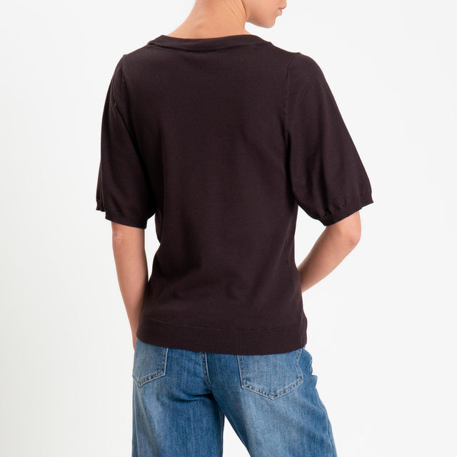 Kontatto- Maglia scatola mezza manica - cioccolato