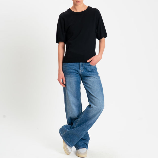 Kontatto- Maglia scatola mezza manica - Nero