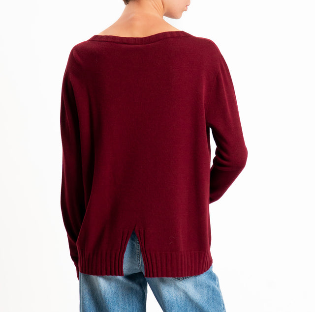 Kontatto-Maglia girocollo spacco dietro - marsala