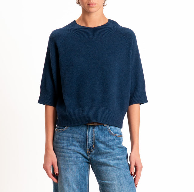 Kontatto-Maglia cropped collo cratere - blu