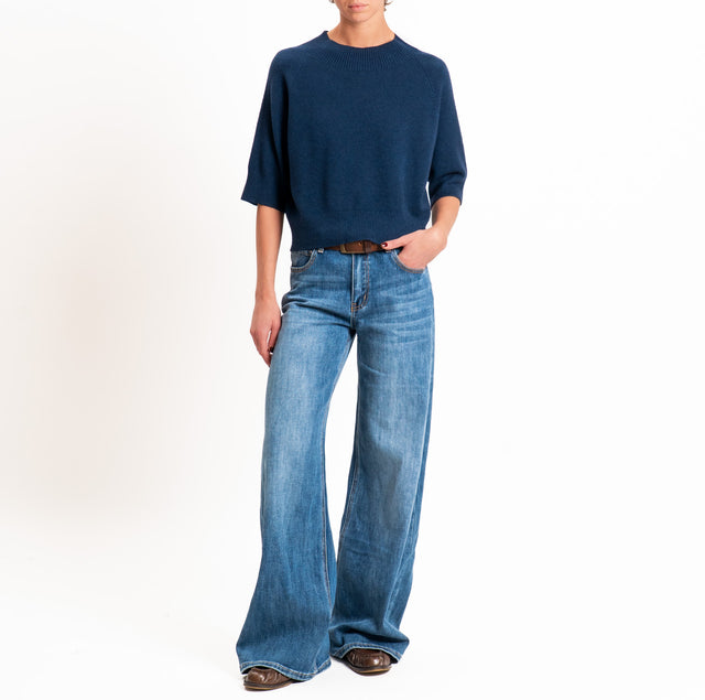 Kontatto-Maglia cropped collo cratere - blu