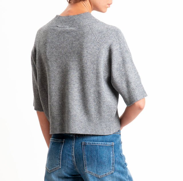 Kontatto-Maglia cropped collo cratere - grigio melange