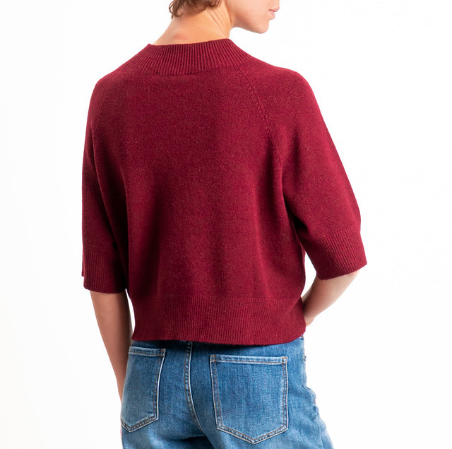 Kontatto-Maglia cropped collo cratere - marsala