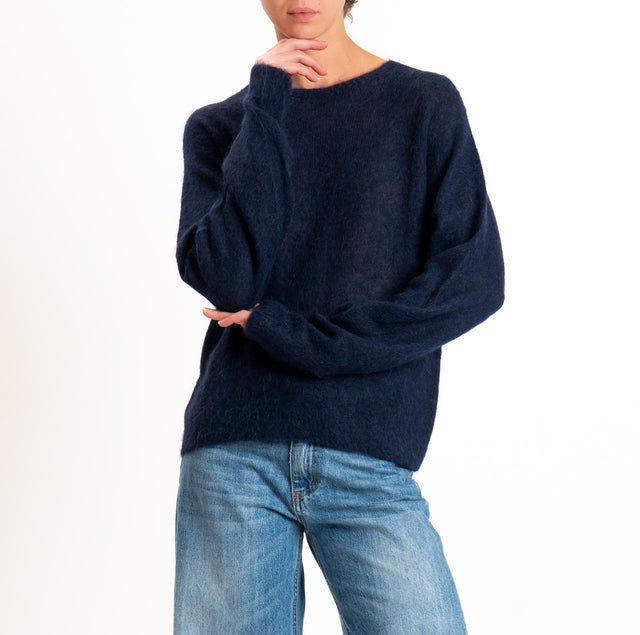 Kontatto-Maglia manica raglan misto alpaca - blu