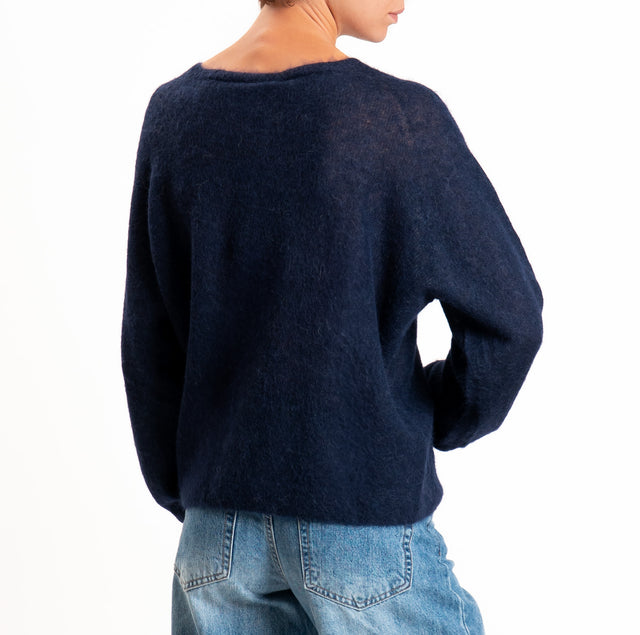 Kontatto-Maglia manica raglan misto alpaca - blu