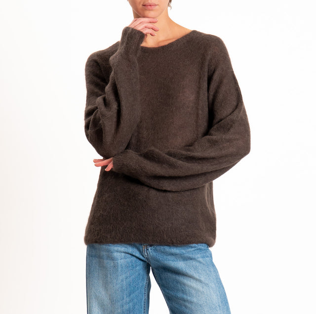 Kontatto-Maglia manica raglan misto alpaca - moka
