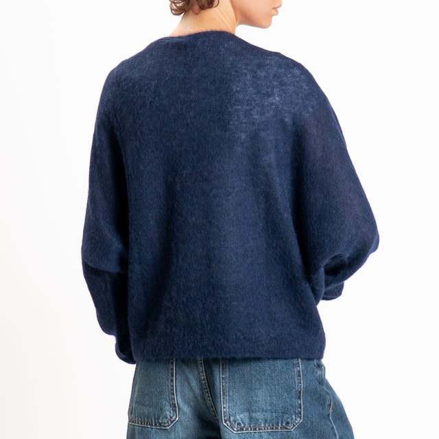 Kontatto-Maglia over scollo v misto alpaca - blu