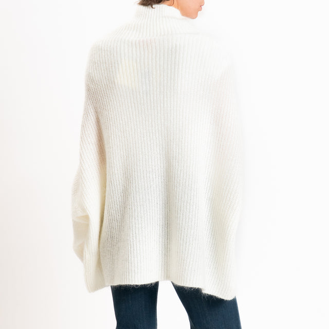 Kontatto-Maglia collo cratere a coste mohair - panna