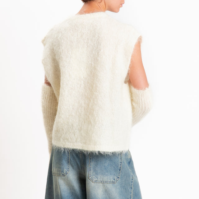 Kontatto-Gilet mohair con manicotti - panna