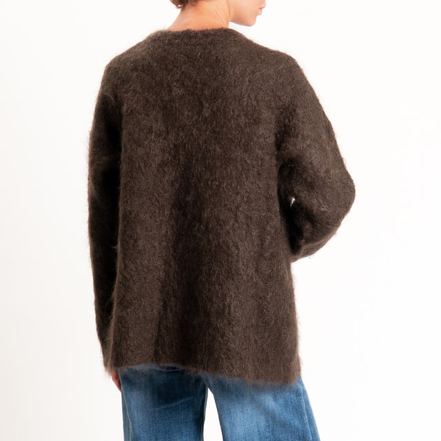 Kontatto-Cardigan mohair con tasche - moka