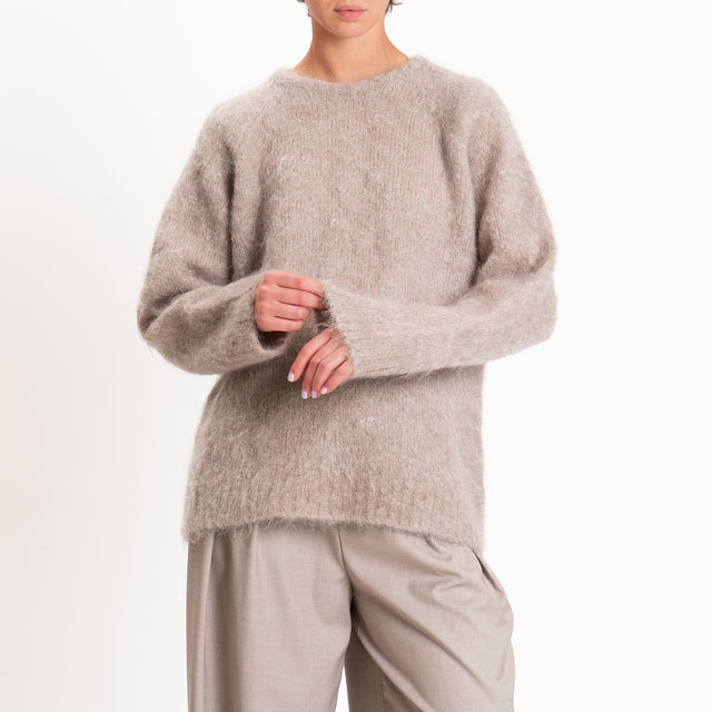 Kontatto-Maglia over girocollo mohair - taupe
