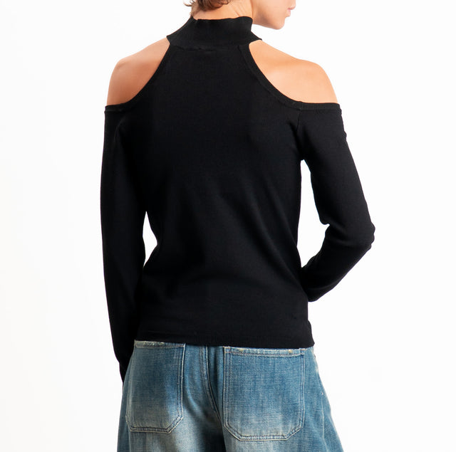 Kontatto-Maglia shiffer collo cratere - nero