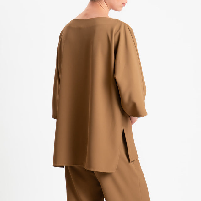 Kontatto-Completo blusa e pantalone tessuto fluido - biscotto